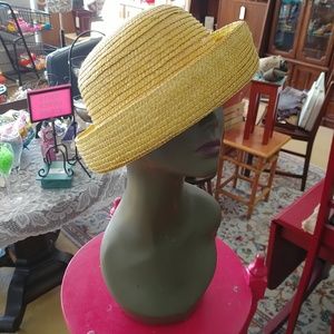 Vintage Straw Upturned Brim Hat